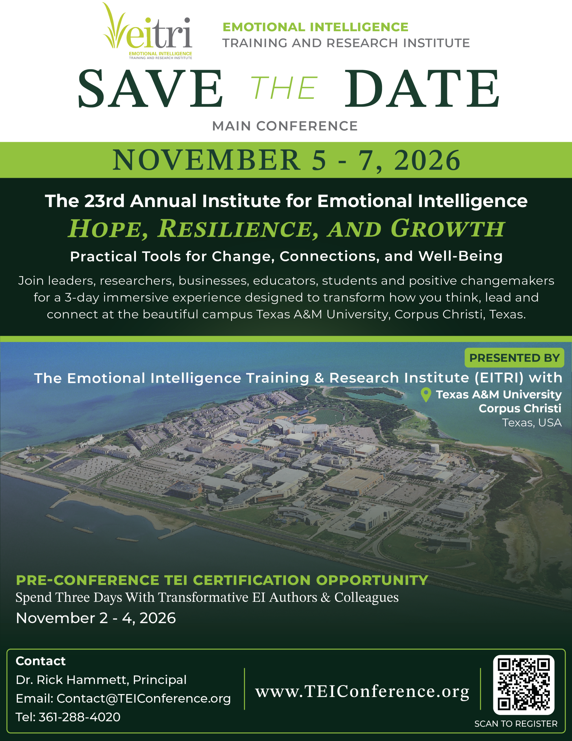 Save the Date — 23rd Annual Institute for Emotional Intelligence, November 5–7, 2026